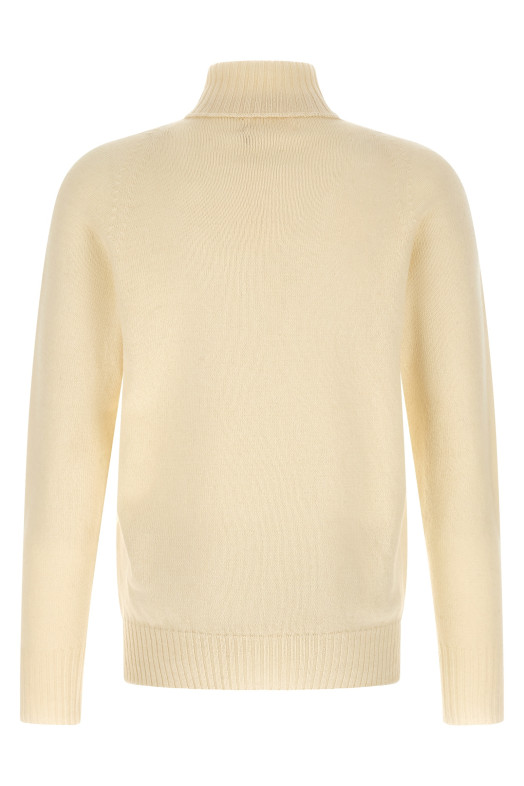 High neck sweater with slits White