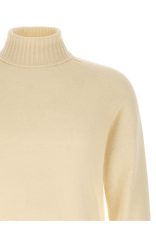 High neck sweater with slits White