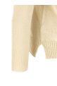 High neck sweater with slits White
