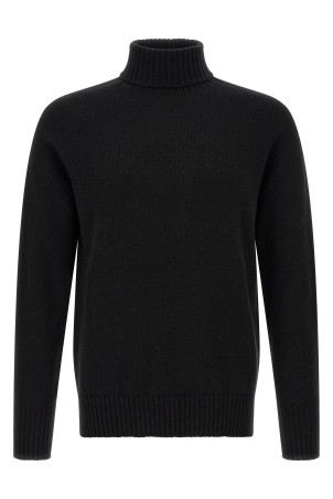High neck sweater with slits Black