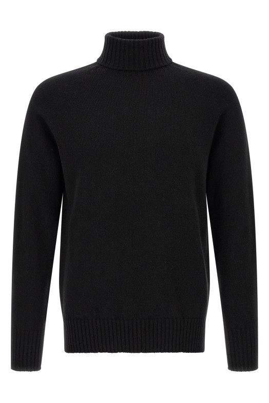 High neck sweater with slits Black
