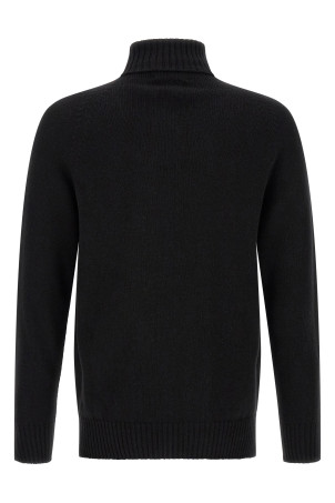 High neck sweater with slits Black