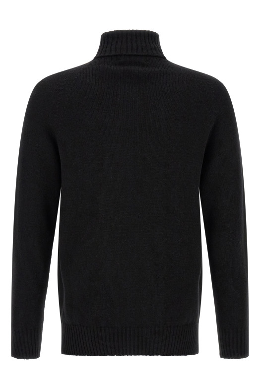 High neck sweater with slits Black