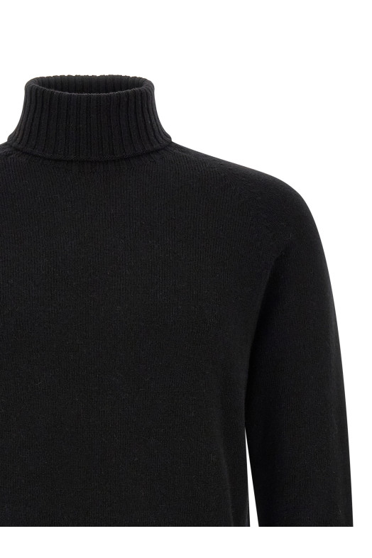 High neck sweater with slits Black