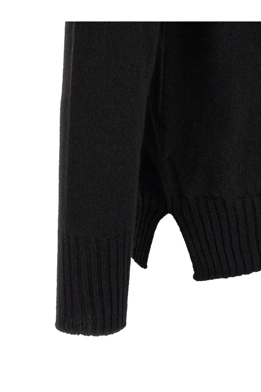 High neck sweater with slits Black