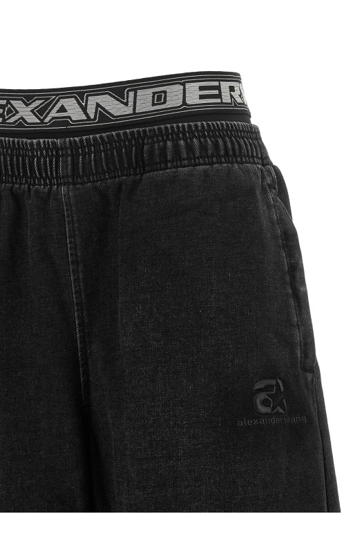 Джинсы с резинкой, чёрные ALEXANDER WANG UDC4264302011