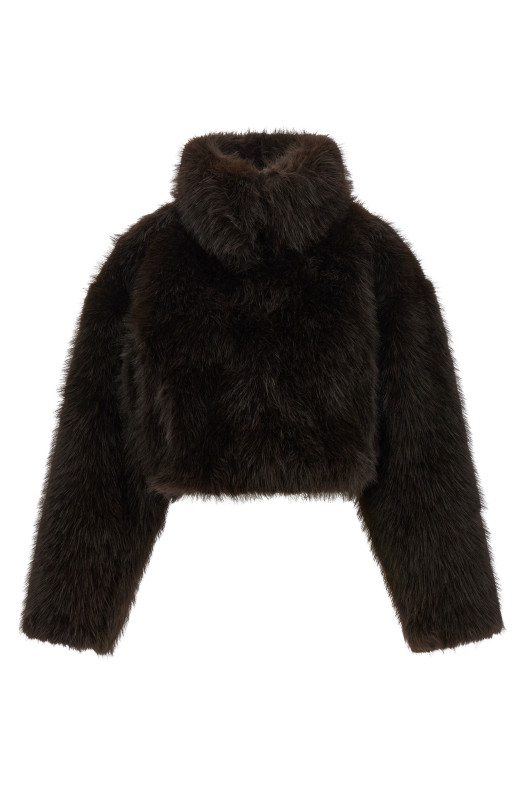 Eco-fur short jacket Brown