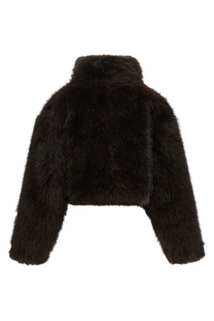 Eco-fur short jacket Brown