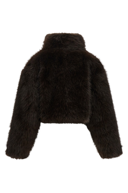 Eco-fur short jacket Brown