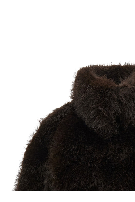 Eco-fur short jacket Brown