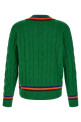 V-knit with cable pattern Green