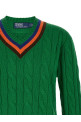 V-knit with cable pattern Green