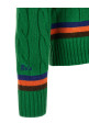 V-knit with cable pattern Green