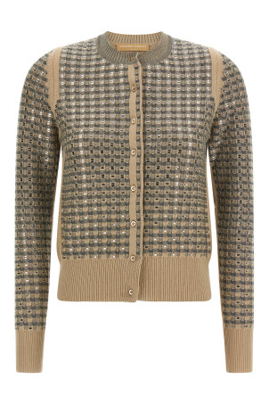 Кардиган у клітинку з кристалами, бежевий ERMANNO SCERVINO D495N320CTEJYD4919