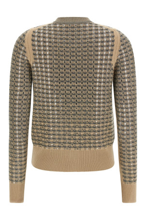 Кардиган у клітинку з кристалами, бежевий ERMANNO SCERVINO D495N320CTEJYD4919