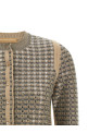 Check cardigan with crystals Beige