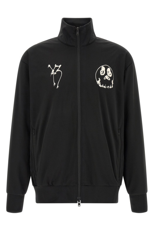 'Track Top  GFX NYLN ' printed zip sweatshirt Black