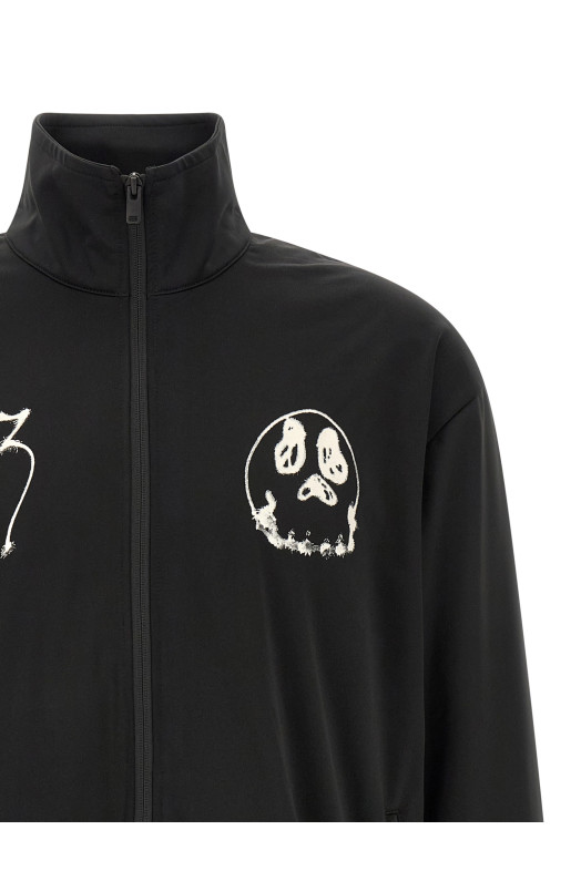 'Track Top  GFX NYLN ' printed zip sweatshirt Black