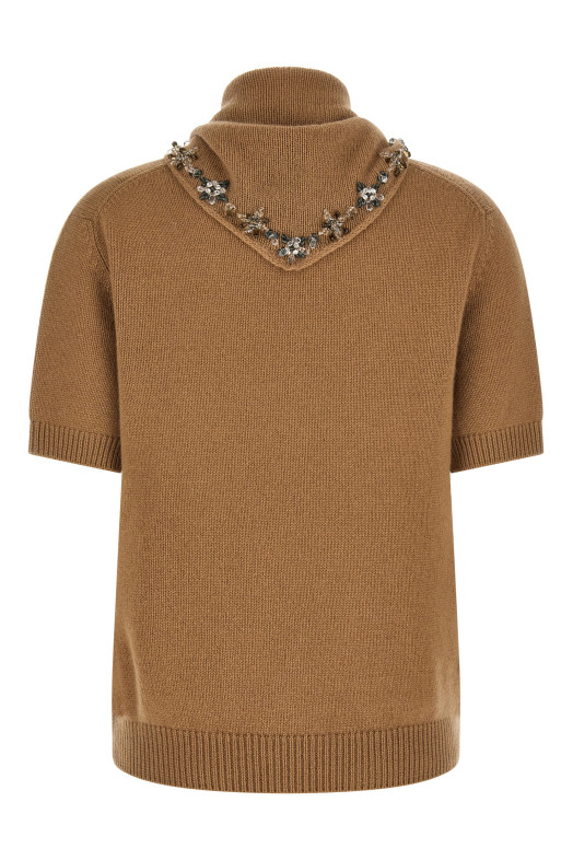 Jewel scarf sweater Beige