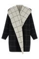 ' Windowpane Hoodie' revrsibile coat Black-grey
