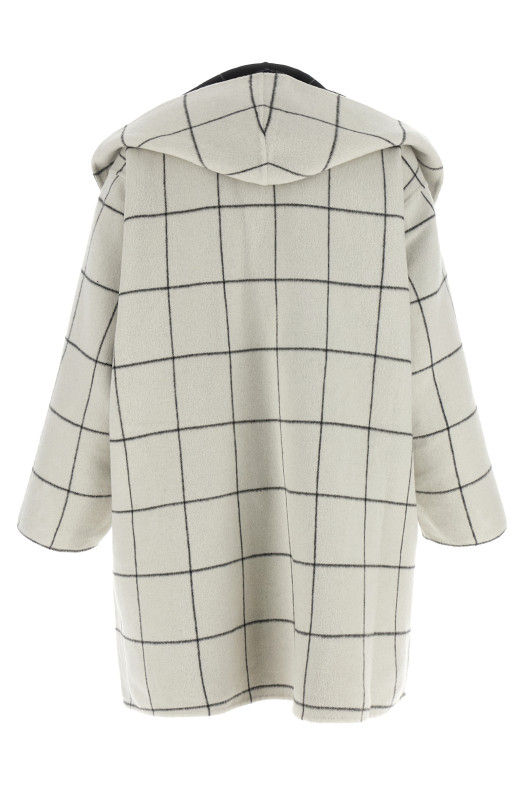 ' Windowpane Hoodie' revrsibile coat Black-grey