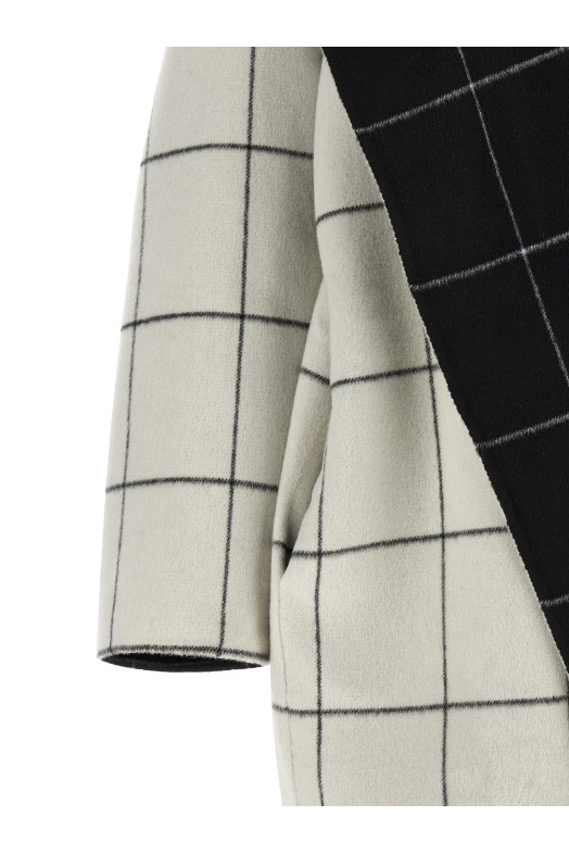 ' Windowpane Hoodie' revrsibile coat Black-grey