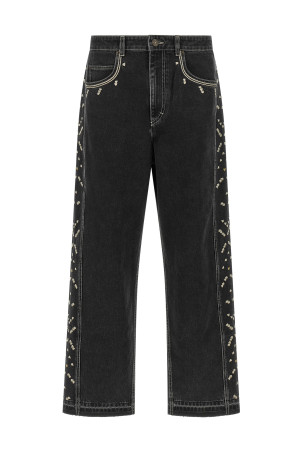 'Jorian' jeans with embroideries Black