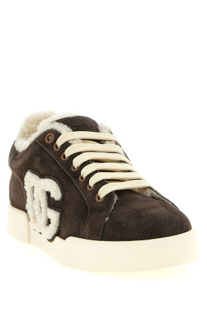 Низькі кросівки з овечої шкіри, коричневі DOLCE & GABBANA CK2374AJ2228L832