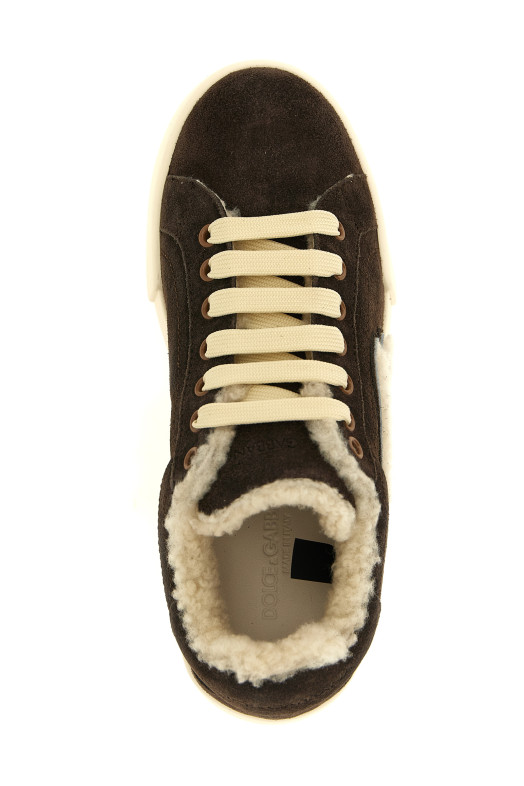 Низькі кросівки з овечої шкіри, коричневі DOLCE & GABBANA CK2374AJ2228L832