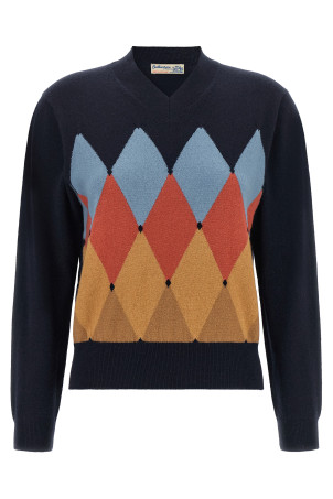 'Argyle' V-knit Blue