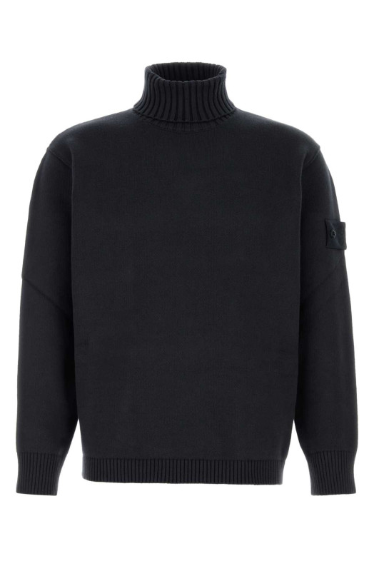 Свитерок из эластичного хлопка цвета «миднайт-блю» от Black STONE ISLAND (L2S155100038S00FM)