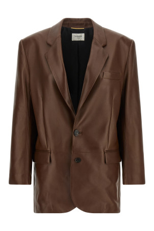 Leather blazer Brown