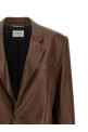 Шкіряний блейзер коричневого кольору SAINT LAURENT A000E7YC2TF2740