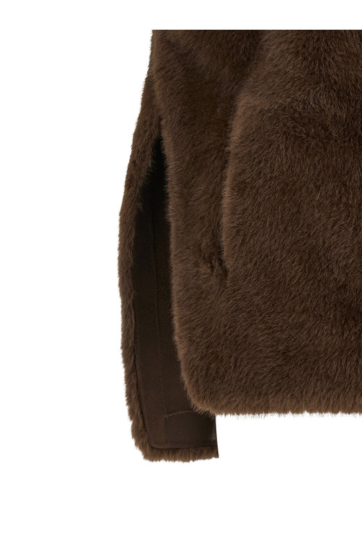 Жилет из эко-меха, коричневый MK2588WOOD14