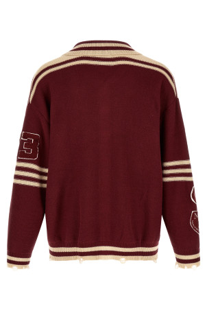 'Fin Varsity' Collared Cardigan Bordeaux
