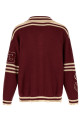 'Fin Varsity' Collared Cardigan Bordeaux