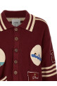 'Fin Varsity' Collared Cardigan Bordeaux