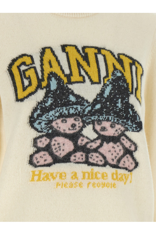 Свитер с интарсией  Белый GANNI A1150051135