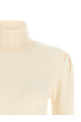 GANNI Turtleneck Sweater with Lace Trim White
