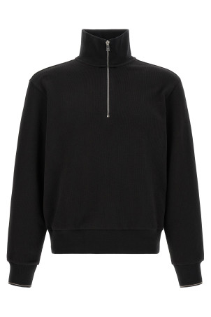 Cotton sweatshirt with half zip Black