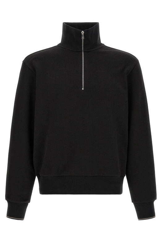 Cotton sweatshirt with half zip Black