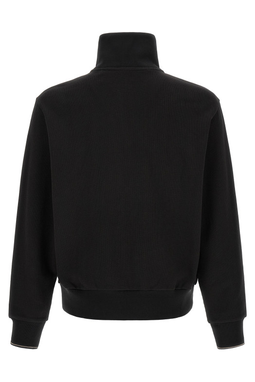 Cotton sweatshirt with half zip Black
