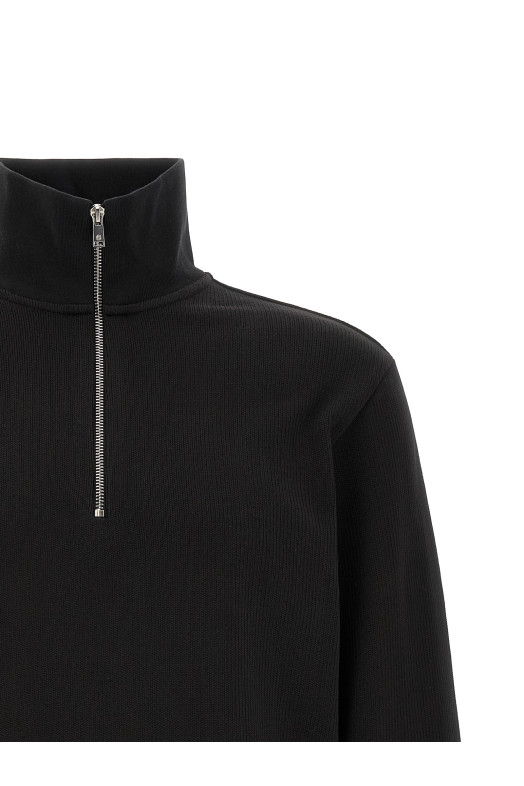Cotton sweatshirt with half zip Black