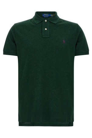 Cotton polo shirt with embroidered logo Green