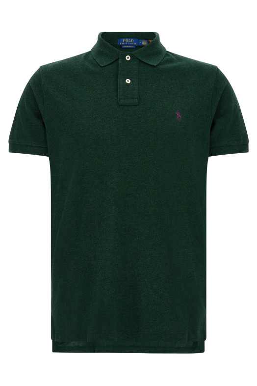 Бавовняна сорочка-поло з вишитим логотипом, зелена POLO RALPH LAUREN 710680784468