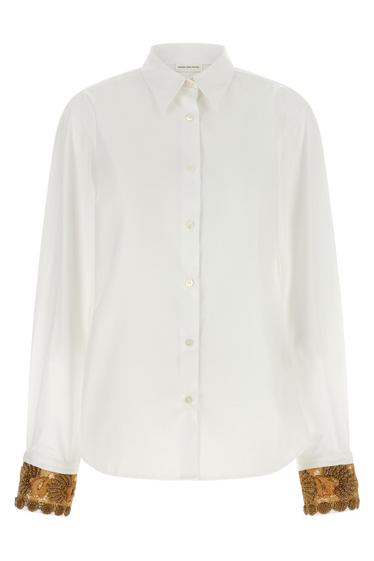 Рубашка с вышитыми манжетами, белая DRIES VAN NOTEN  2620107414445001
