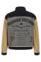 Two-material denim jacket Beige