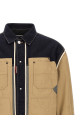 Two-material denim jacket Beige