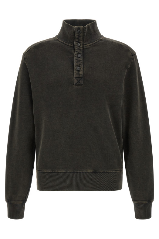 Buttoned turtleneck sweatshirt Black