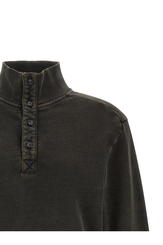 Buttoned turtleneck sweatshirt Black